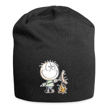 Funny sausage grilling stick figure - Jersey Beanie - black - Front
