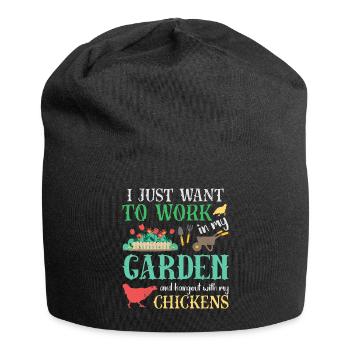 Work In My Garden Hangout With My Chickens - Jersey Beanie - black - Front