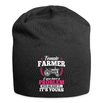 Farmer Shirt · Tractor · Woman · Problems? - Jersey Beanie - black - Front