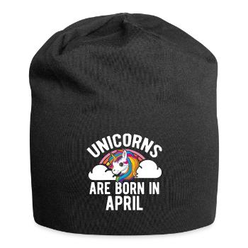 Les licornes sont nées en avril Chemise Mois d’anniversaire - Bonnet en jersey - noir - Devant