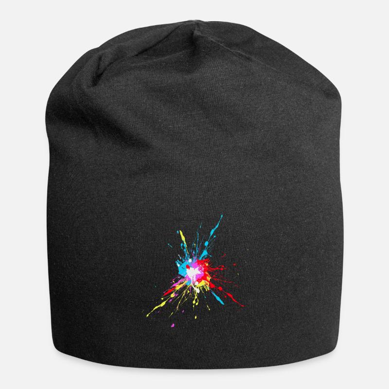 Farbspritzer Farbkleckse bunt cool fun Farbe - Jersey-Beanie - Schwarz