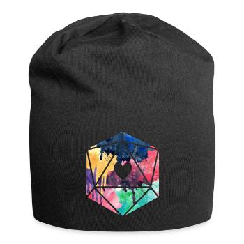 D20 Aquarell - Jersey-Beanie - Schwarz - Vorne