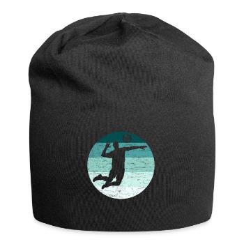 Volleyball Schmetterball Retro Männer Grunge - Jersey-Beanie - Schwarz - Vorne