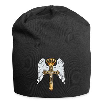 Croix céleste avec couronne - Bonnet en jersey - noir - Devant
