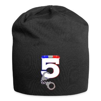 Kinder 5.Geburtstag Polizist Shirt 5 Jahre Polizei - Jersey-Beanie - Schwarz - Vorne