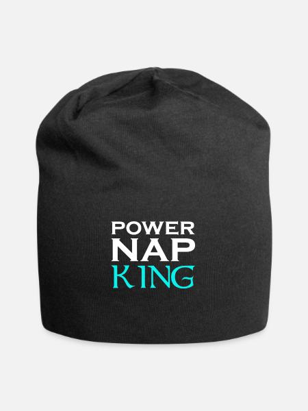 Power Nap King Design Motif - Jersey Beanie - black