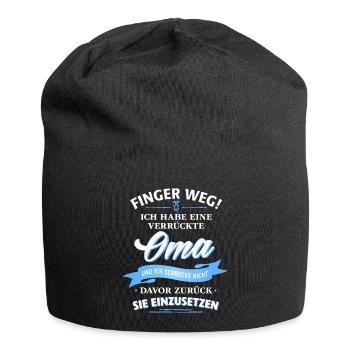 Finger weg! verrückte Oma Verwandte Familie Kind - Jersey-Beanie - Schwarz - Vorne
