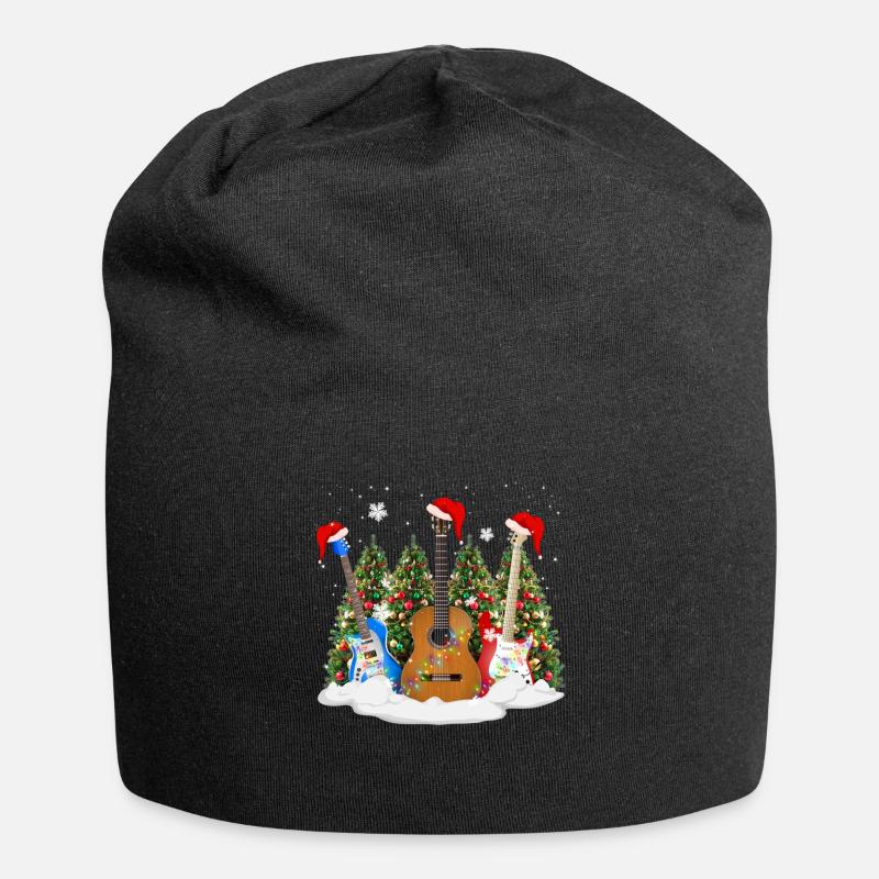 Christmas Guitar - Jersey Beanie - black