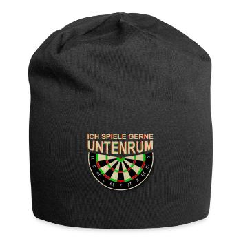 Lustiger Dart Spruch Ich Spiele Gerne Untenrum - Jersey-Beanie - Schwarz - Vorne