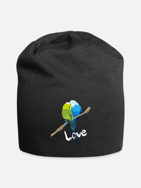 Wellensittich - Jersey-Beanie - Schwarz