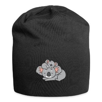 Koala - mom with child - Jersey Beanie - black - Front