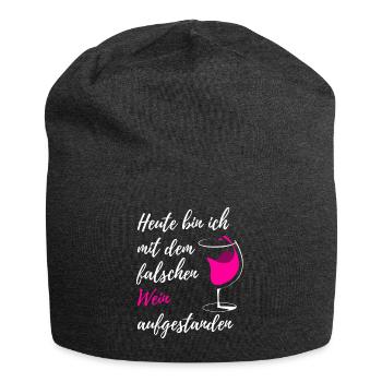 Wein - Jersey-Beanie - Anthrazit - Vorne