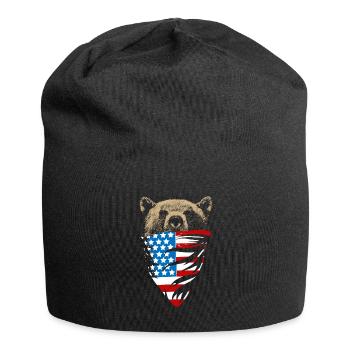 Ours au drapeau américain - Bonnet en jersey - noir - Devant
