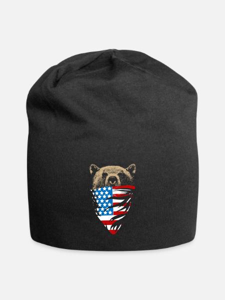 Bär in USA Flagge - Jersey-Beanie - Schwarz
