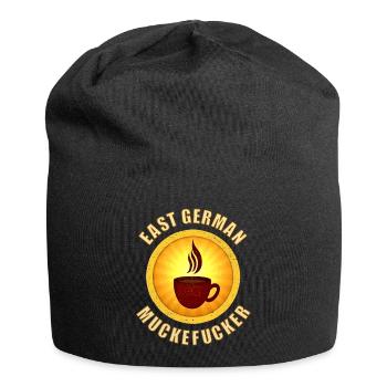 Café DDR muckefuck avec tasse dans un style rétro - Bonnet en jersey - noir - Devant