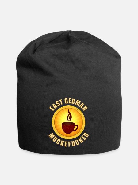 DDR Kaffee Muckefuck mit Tasse im Retro Style - Jersey-Beanie - Schwarz
