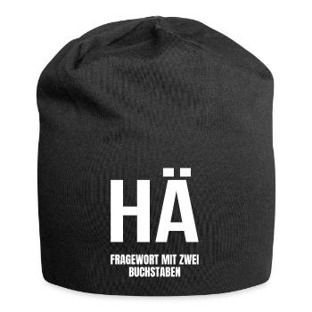 HÄ Fragewort mit zwei Buchstaben - Jersey-Beanie - Schwarz - Vorne