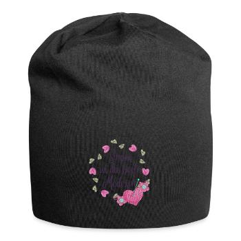 Stricken ist die beste Medizin Handarbeit - Jersey-Beanie - Schwarz - Vorne