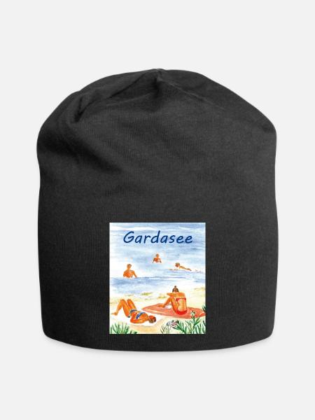Gardasee am Strand - Jersey-Beanie - Schwarz