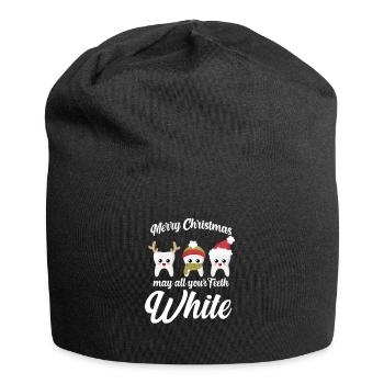 Dentiste Noël cadeau dents blanc - Bonnet en jersey - noir - Devant