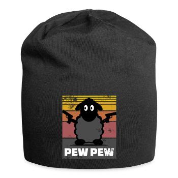 Schaf - Pew Pew Crazy Design Geschenk - Jersey-Beanie - Schwarz - Vorne