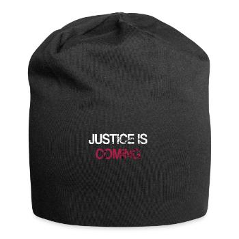 Justice is coming - Frieden und Sicherheit naht - Jersey-Beanie - Schwarz - Vorne
