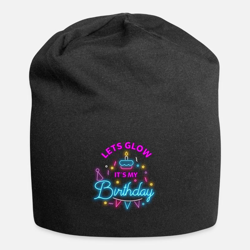 Lets Glow Party Its My Birthday Party Gift Idea - Jersey Beanie - black