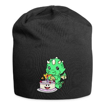 Dragon Baby Birthday Cake Congratulations KInd - Jersey Beanie - black - Front