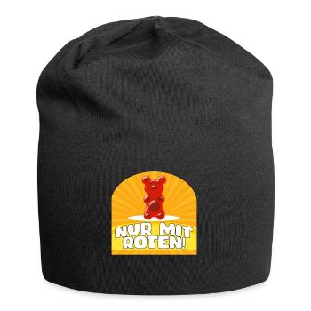 NUR MIT ROTEN - GUMMIBÄR - Jersey-Beanie - Schwarz - Vorne