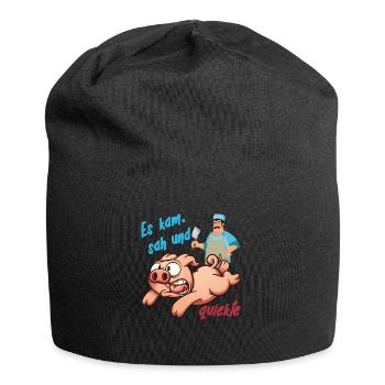 Schwein Metzger Es kam sah und quiekte Schlachten - Jersey-Beanie - Schwarz - Vorne