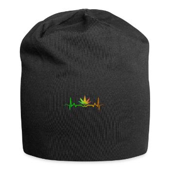 Cannabis heartbeat hemp leaf marijuana - Jersey Beanie - black - Front