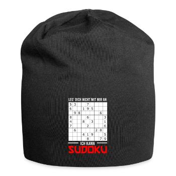 Sudoku Lustig Spruch für Kinder & Erwachsene - Jersey-Beanie - Schwarz - Vorne