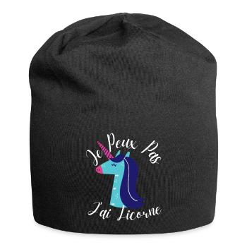 Je Peux Pas J'ai Licorne Bleu - Bonnet en jersey - noir - Devant