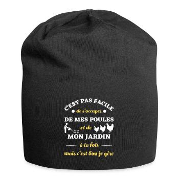 t shirt poule jardin humour poules jardinage drôle - Bonnet en jersey - noir - Devant