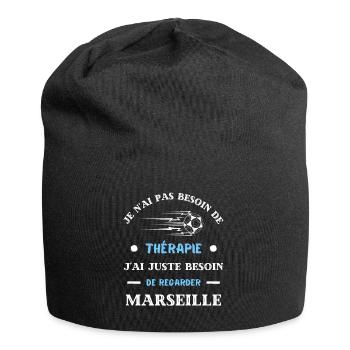 t shirt therapie marseille foot humour marseillais - Bonnet en jersey - noir - Devant