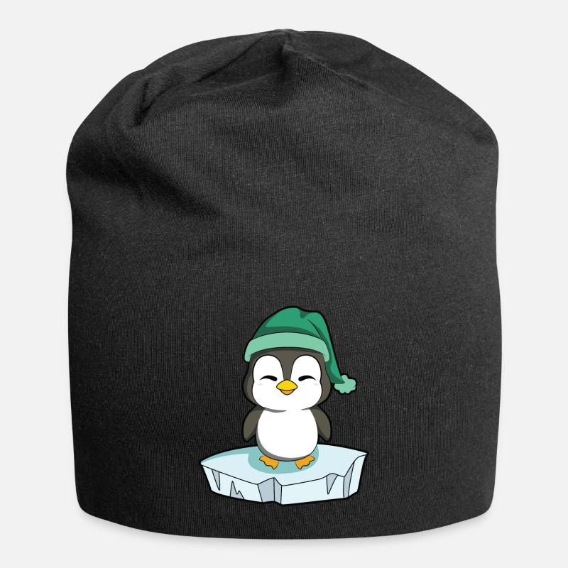 Pinguin - Jersey-Beanie - Schwarz