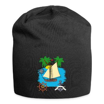 Voilier maritime mer Caraïbes Mer du Sud marine voile - Bonnet en jersey - noir - Devant