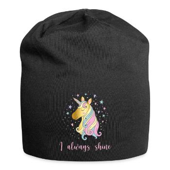 Einhorn Glitzer Spruch Strahlen - Jersey-Beanie - Schwarz - Vorne