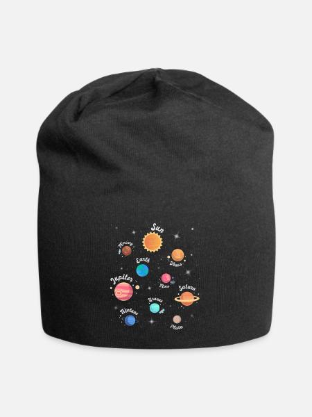 Kinder Sonnensystem Planeten Weltraum Wissen - Jersey-Beanie - Schwarz