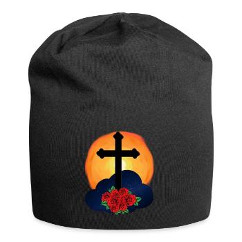 sterben Tod Kreuz Auferstehung Jenseits Jesus - Jersey-Beanie - Schwarz - Vorne
