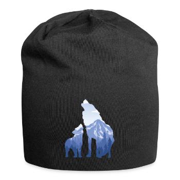 Wolf And Pup - Cadeau pour les amateurs de loups de montagne - Bonnet en jersey - noir - Devant
