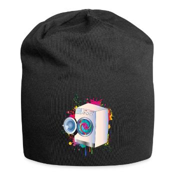 Washing machine in graffiti style with colored linen - Jersey Beanie - black - Front