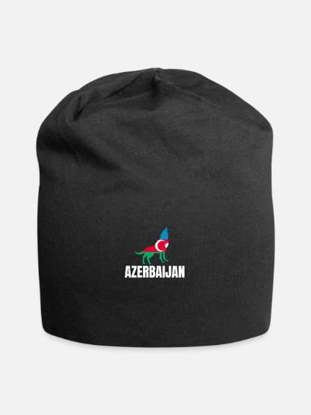 Azerbaijan Flagge mit Wolf Aserbaidschan - Jersey-Beanie - Schwarz