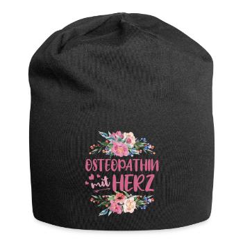 Ostheopathin mit Herz - Jersey-Beanie - Schwarz - Vorne