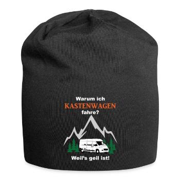 Warum ich Kastenwagen fahre? Weil's geil ist! - Jersey-Beanie - Schwarz - Vorne