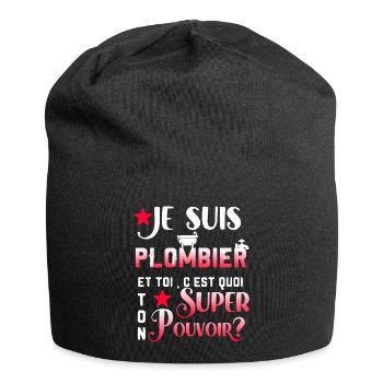 Je suis plombier Tee shirt plombier cadeau drôles - Bonnet en jersey - noir - Devant
