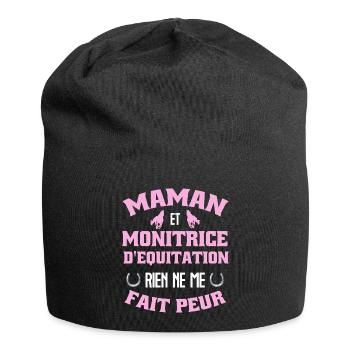 Maman et monitrice d'équitation cadeau cavaliere - Bonnet en jersey - noir - Devant
