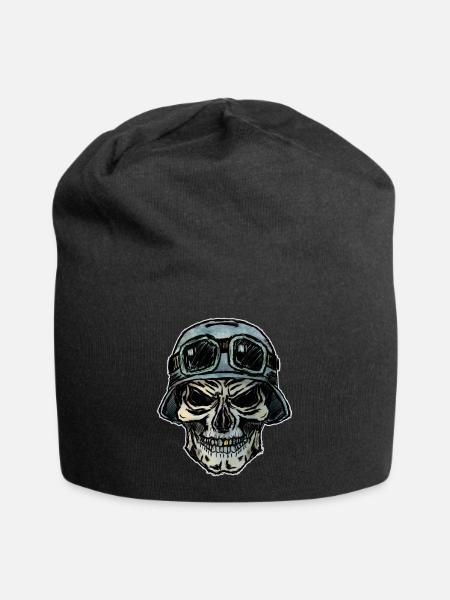 Crazy Biker Totenkopf mit Helm - Jersey-Beanie - Schwarz