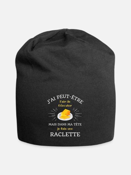 t shirt dans ma tete raclette humour raclette - Bonnet en jersey - noir