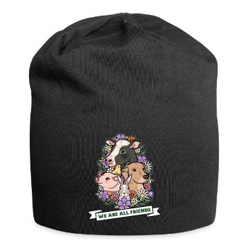 WE ARE ALL FRIENDS - Wir sind alle Freunde - Jersey-Beanie - Schwarz - Vorne